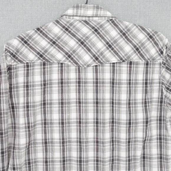 Buckle BKE Shirt Mens Large Black Plaid Long Sleeve Pearl Snap Contour Fit - Picture 5 of 8